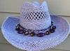 Lavender Cowboy Hat Purple Stone & Chain Band 