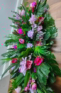 Image 1 of 120 cm tropical flower runner mixed with hot pink and lavender 