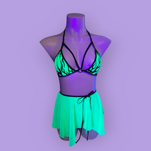 Image of UV Neon Lime Mesh Fairy Skirt