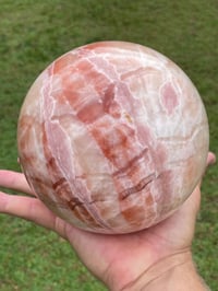 Image 8 of Large Banded Calcite Crystal Sphere Statement Piece #853