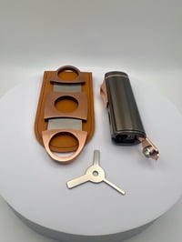 Image 2 of Cigar Torch and Cutter Duet - Rose Gold ( with flame adjuster ) and cigar punch