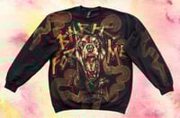 Image 1 of “BARK FOR ME” CUSTOM BLEACH PAINTED PULLOVER SWEATSHIRT LARGE