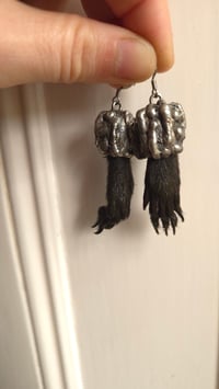 Image 2 of Black squirrel paw earrings