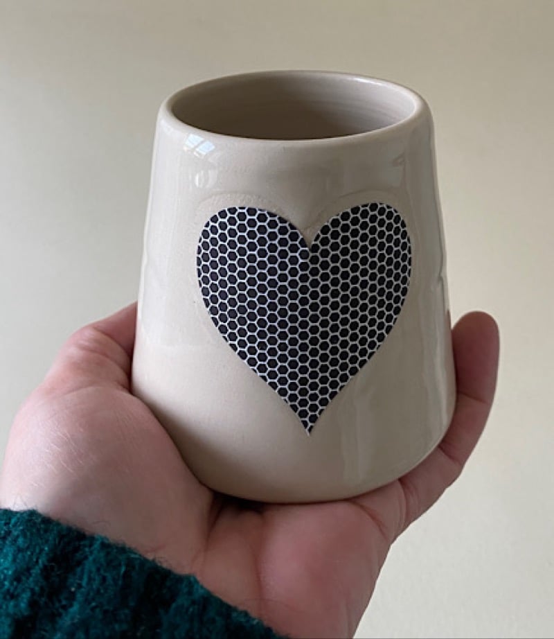 Tapered heart match pot.