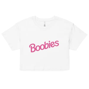 Image of Boobies - Pink on White - Women’s crop top