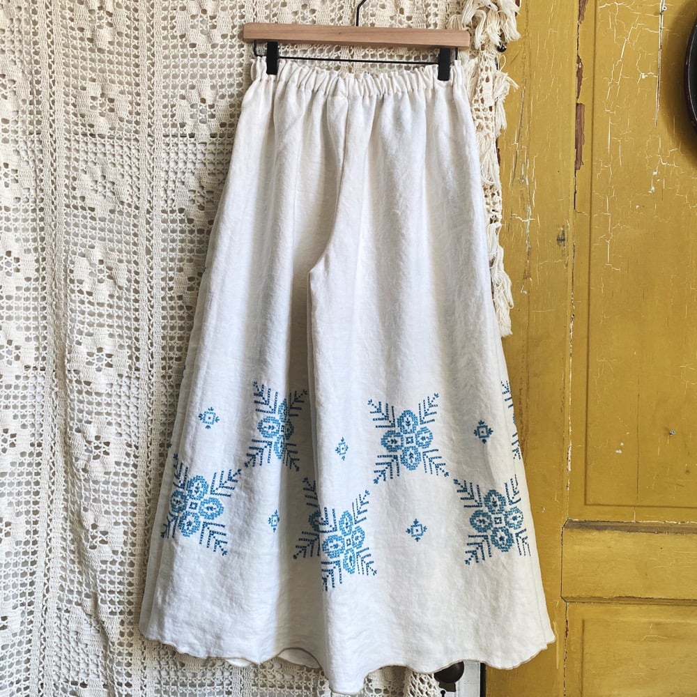 Image of Blue Star Linen Tablecloth Granny Pants