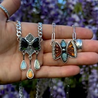 Image 3 of Green Tourmaline & Opal Butterfly Talisman