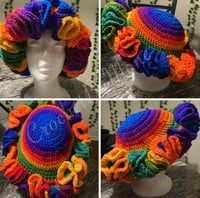 Crochet Ruffle Hat- Rainbow 