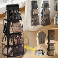 Image 2 of 1pc LDQ Multi-Layer Handbag Organizer with 8 Pockets - Foldable Oxford Cloth Hanging Storage Rack, S