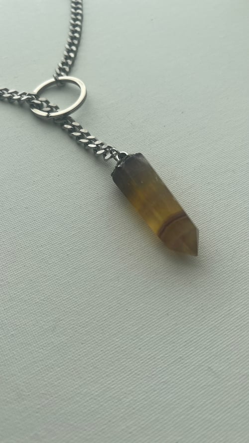 Image of AMINA Silver • Amber Fluorite Lariat Necklace