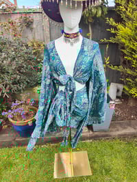 Image 3 of Pefkos co ord sarong set Turquoise tassels 