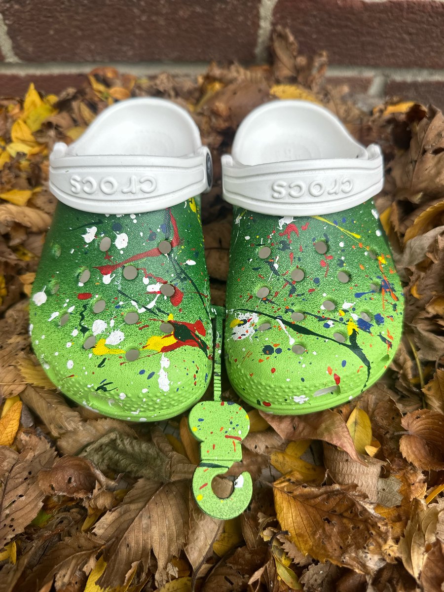 Image of Custom Painted Green Kid Crocs by Phillip Simpson