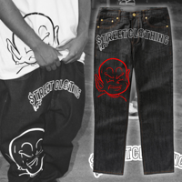 Image 1 of RED STREET GOON RAW BLACK JEANS