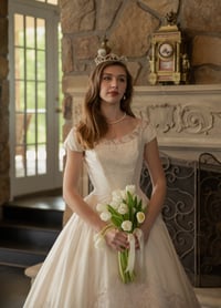 Image 8 of 1950s Champagne Lace Gown