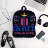 BOSSFITTED Black Neon Pink and Blue AOP Backpack