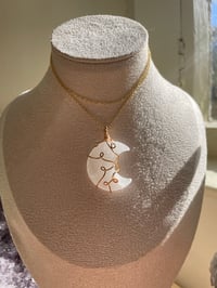Image 3 of Gold Clear Quartz Moon Necklace