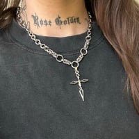Image 2 of 🖤 ALT GOTH CHAINMAIL HEAVY DUTY BLACK & SILVER CROSS CHAIN 🖤