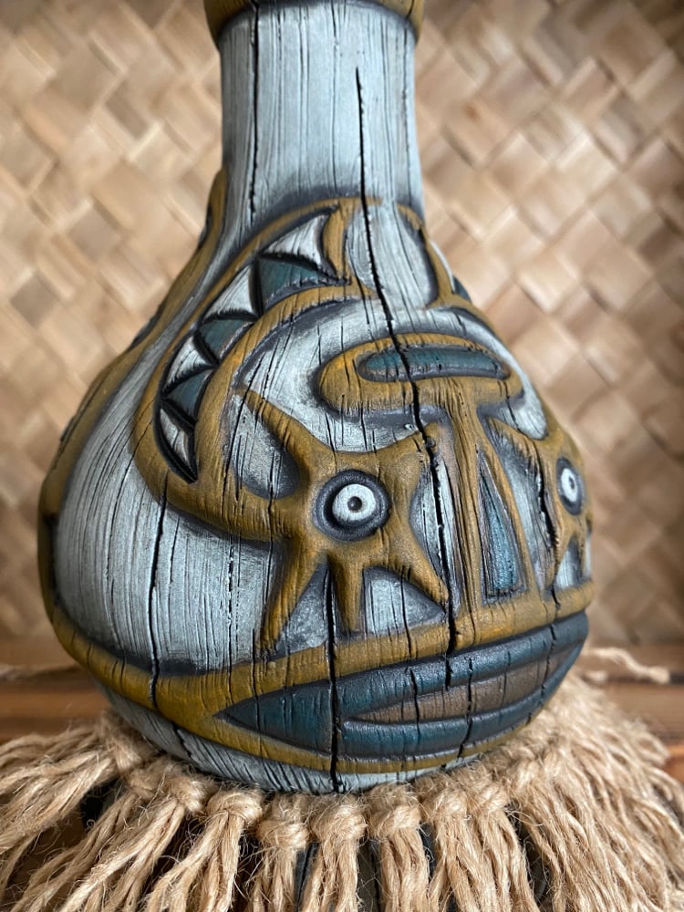 Image of Kovave Mug #118 - Woodgrain and Weathered Turquoise/Orange/White - US Shipping Included