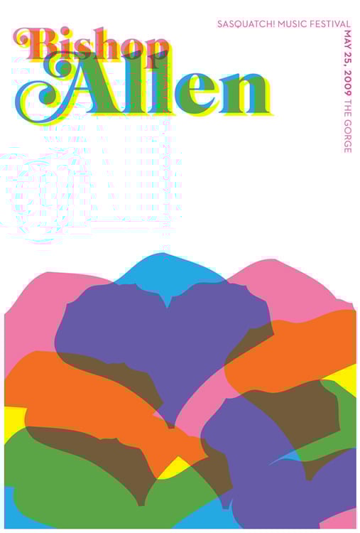Image of Bishop Allen at Sasquatch! Festival Screen Printed Poster