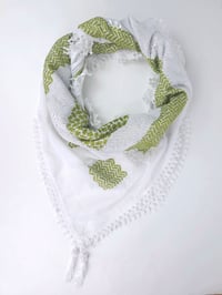 Image 4 of Imperfect Olive and White Keffiyeh (Made in Jordan)