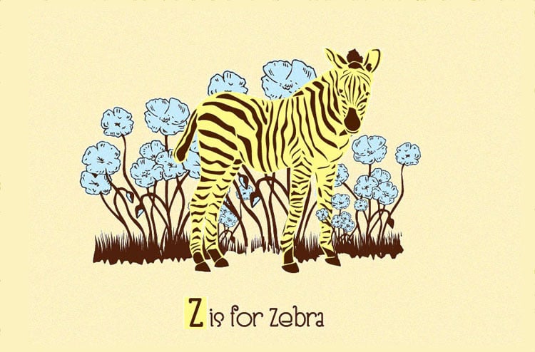 Image of Z is for Zebra Alphabet Nursery Print
