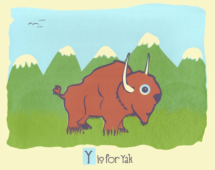 Image of Y is for Yak Alphabet Nursery Print