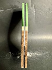Image 4 of Green & Black Paper Micarta & Curly Walnut Segmented Knife Scales