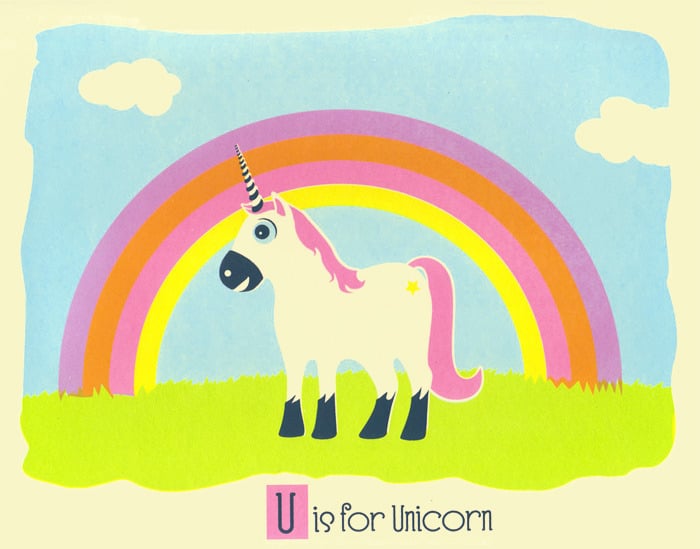 Image of U is for Unicorn Alphabet Nursery Print