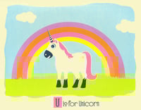 Image 1 of U is for Unicorn Alphabet Nursery Print