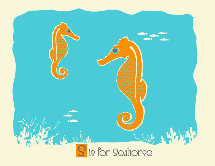 Image of S is for Seahorse Alphabet Nursery Print