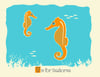 S is for Seahorse Alphabet Nursery Print
