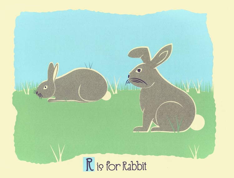 R is for Rabbit Alphabet Nursery Print | strawberryluna
