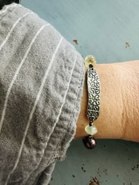 Image 11 of garnet and peacock pearl bracelet with beloved charm