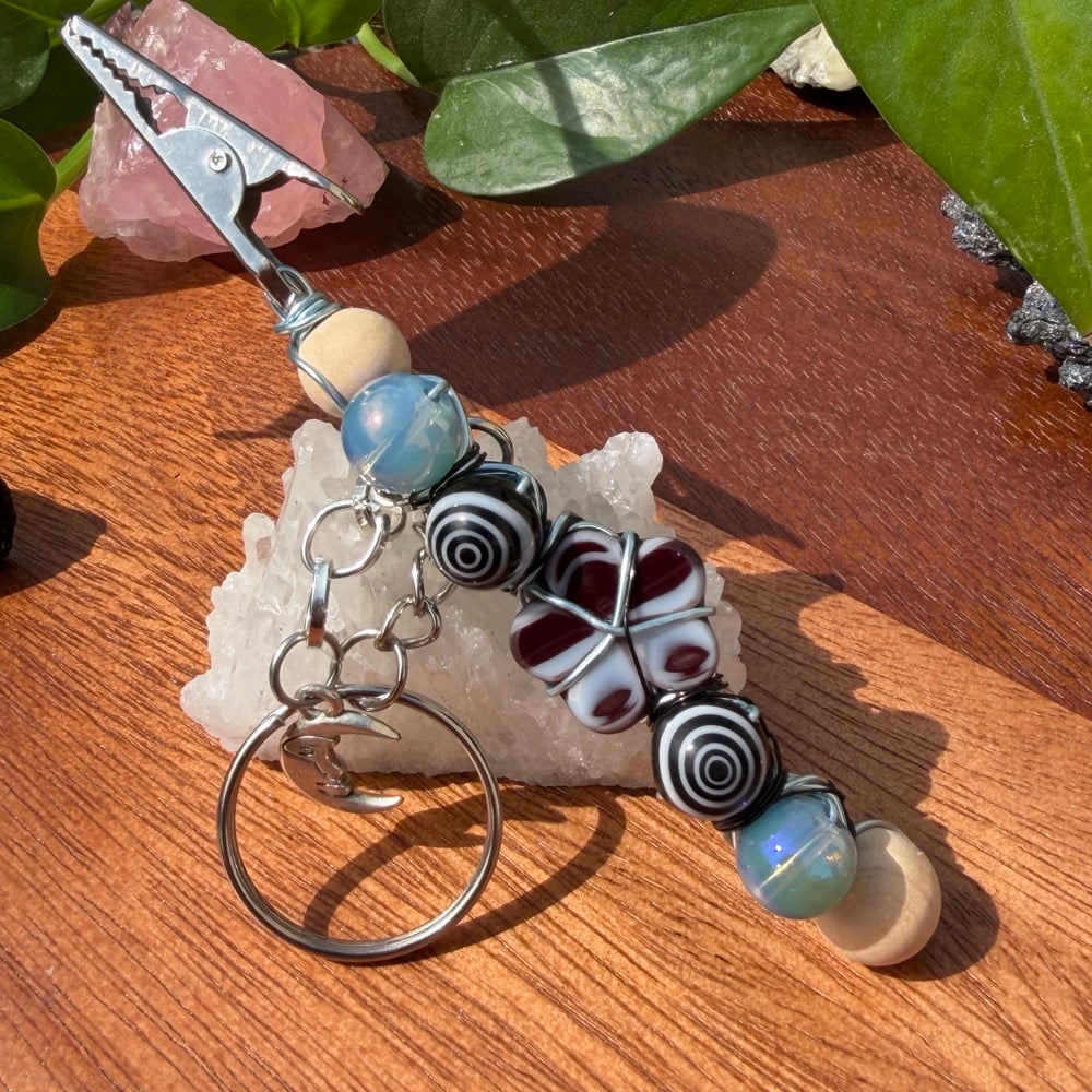 Image of moon bloom clip keychain