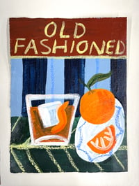 Old fashioned & oranges on blue stripes