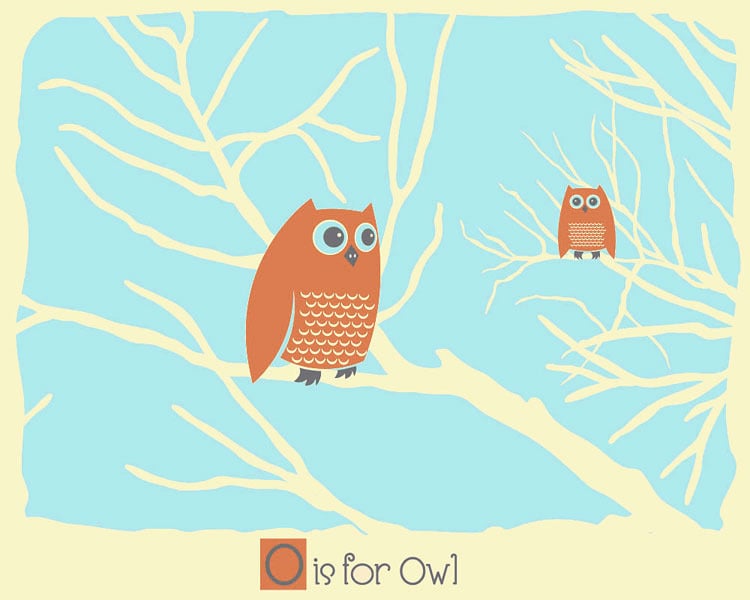 Image of O is for Owl Alphabet Nursery Print