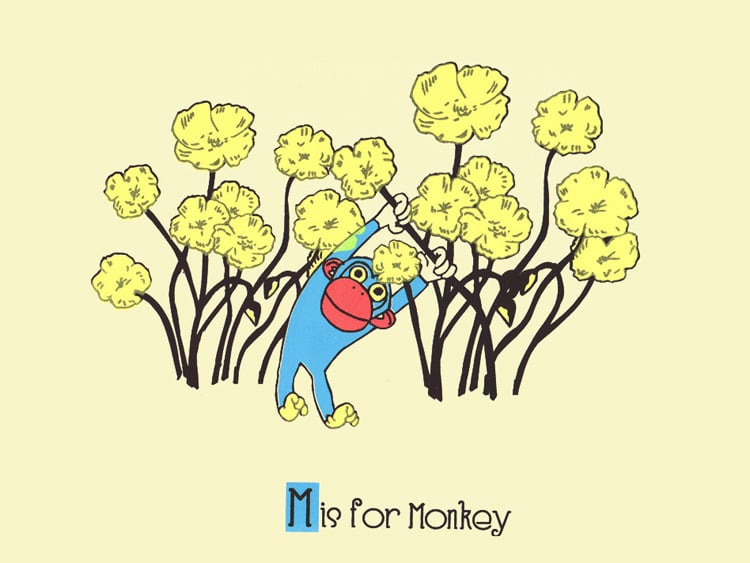 Image of M is for Monkey Alphabet Nursery Print