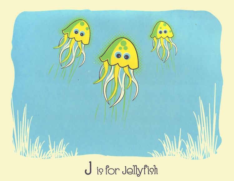 strawberryluna — J is for Jellyfish Alphabet Nursery Print