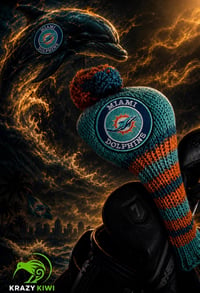 Image 2 of Miami Dolphin GOLF CLUB hand knit Cover NFL Football knitted gift-55e29660