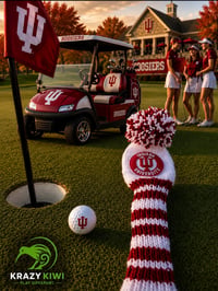 Image 3 of Indiana HOOISER custom golf club Cover HAMD KNIT college football Fan GIFT