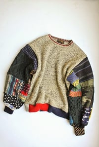 Image 1 of Upcycled Patchwork Sweater Yellow x Gray M/L