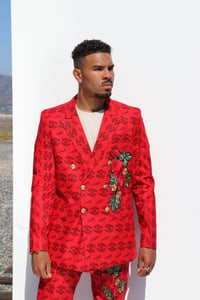 Image 3 of The Ekow double breasted jacket  -red 