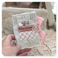 Image 4 of sewing zipper purse and needle book and tiny glass bottle of vintage buttons