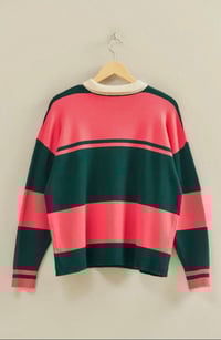 Image 2 of Pink and Green Striped Sweater 