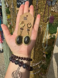 Image 2 of Garnet Witches Eye Earrings 