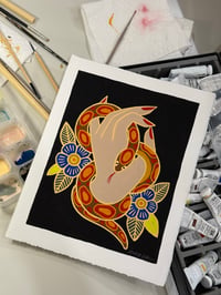Framed “Hand Holding Snake” Original Painting