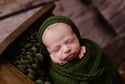 Olive Green Newborn Bonnet, Wrap & Layer Photography Prop Set