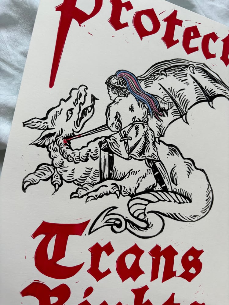 Image of Trans Rights Lino print