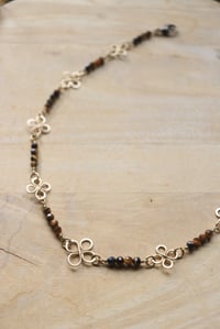 Image 1 of Tigers Eye + Brass Clover Choker