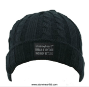 Image of Stone Heart Cable Knit Turn Up Beanie 